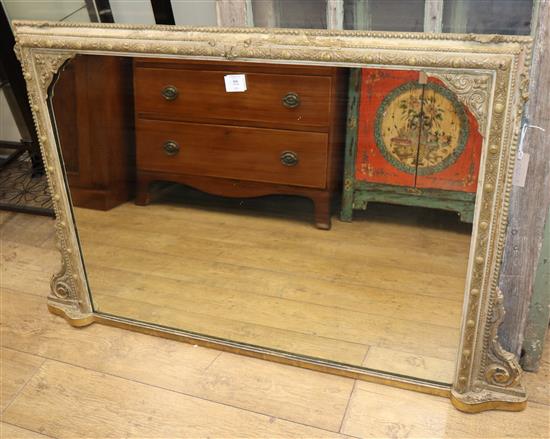 A gilt gesso overmantel mirror W.130cm